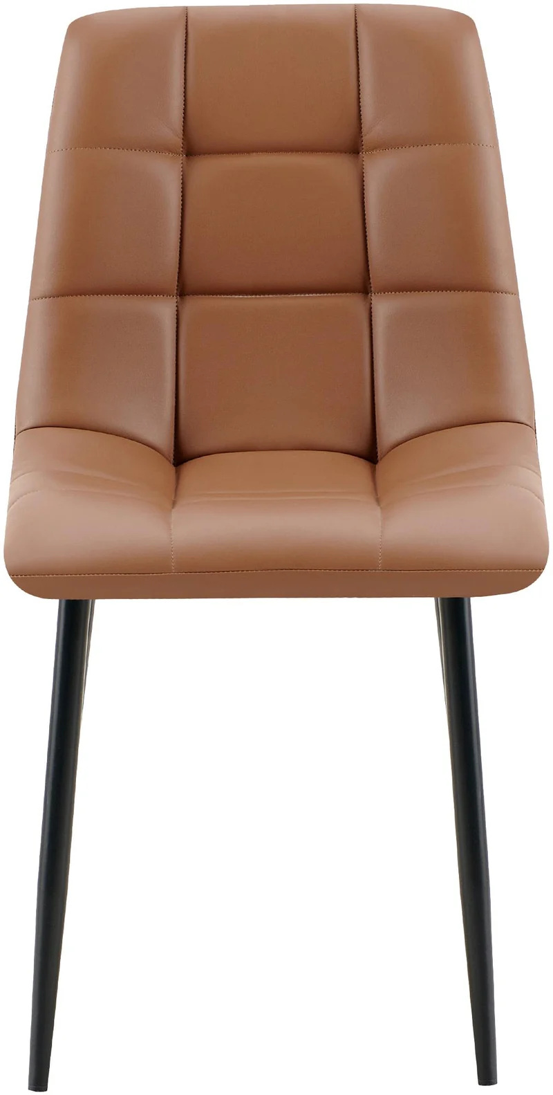 Chaise de salle à manger x1 avec coutures décoratives carrées en similicuir marron cadre métal 10_0007137