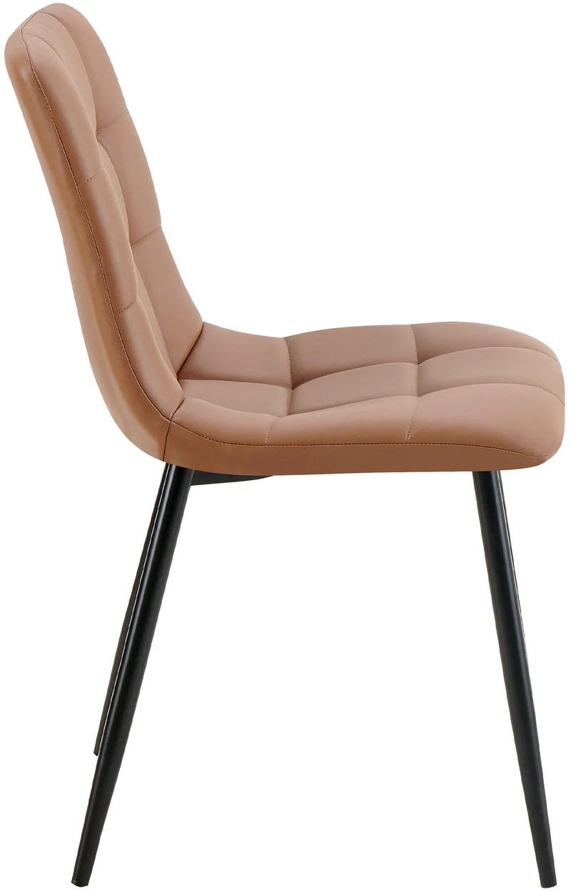 Chaise de salle à manger x1 avec coutures décoratives carrées en similicuir marron cadre métal 10_0007137