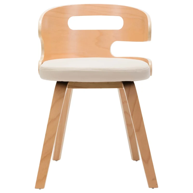Lot de 2 chaises de salle à manger cuisine design intemporel bois courbé et synthétique crème CDS020410