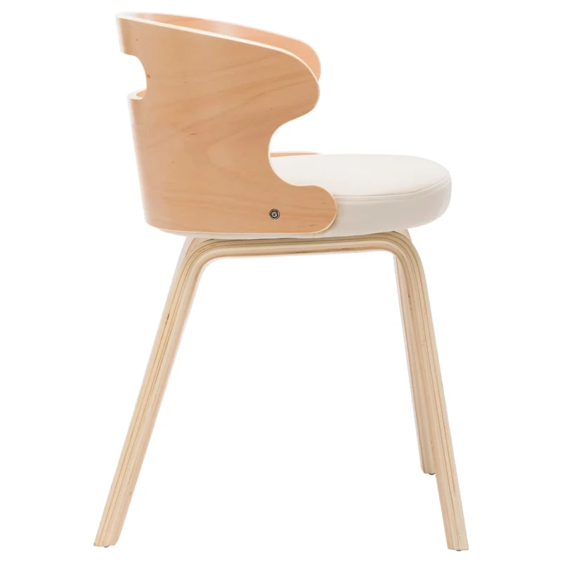 Lot de 2 chaises de salle à manger cuisine design intemporel bois courbé et synthétique crème CDS020410