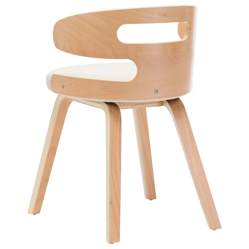 Lot de 2 chaises de salle à manger cuisine design intemporel bois courbé et synthétique crème CDS020410