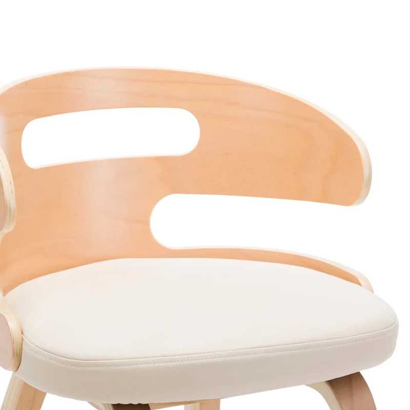 Lot de 2 chaises de salle à manger cuisine design intemporel bois courbé et synthétique crème CDS020410
