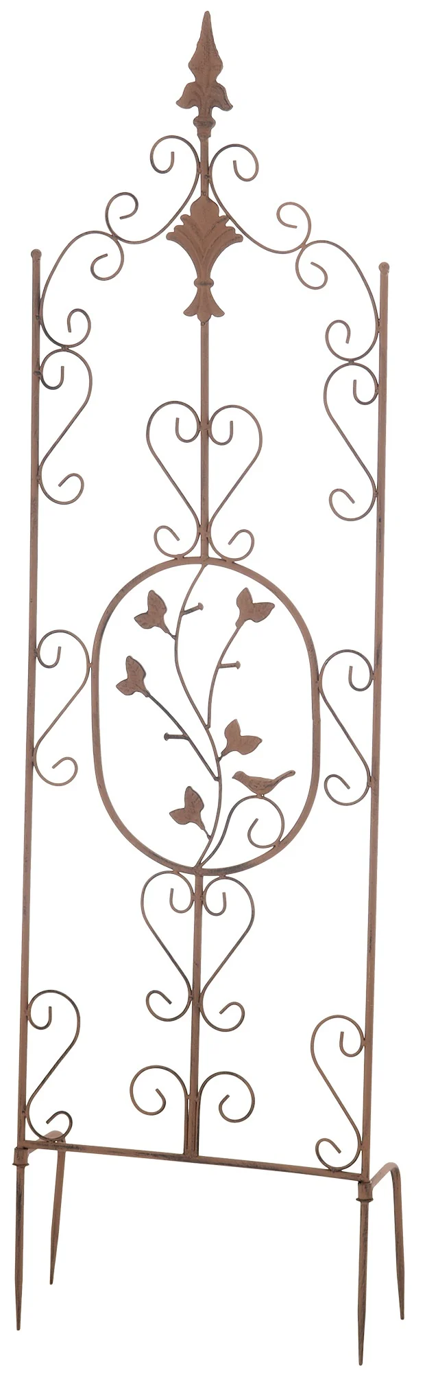 Lot de 2 treillis de jardin support pour plantes grimpantes 122x35 cm en métal marron vielli 10_0003825