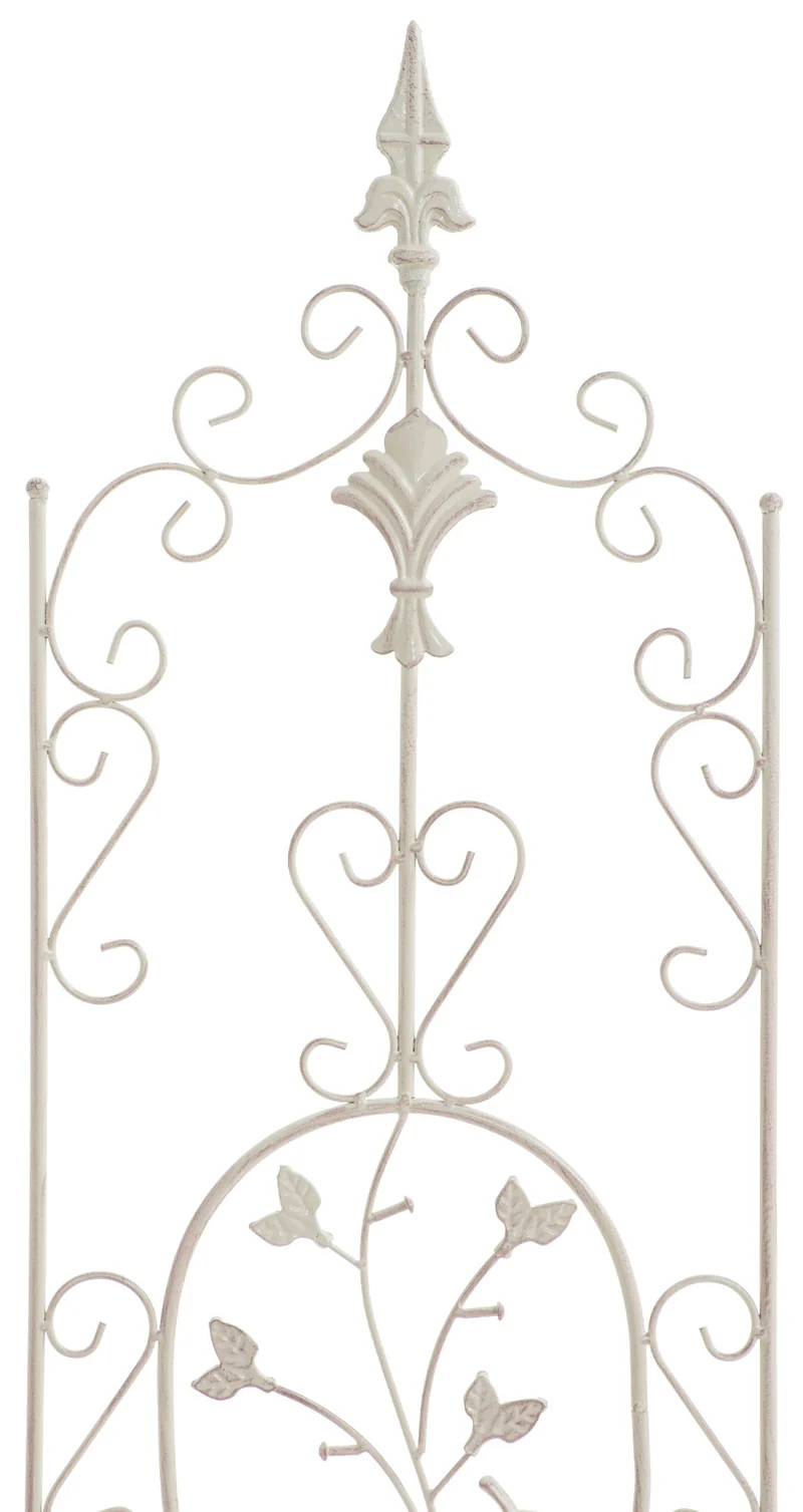 Lot de 2 treillis de jardin support pour plantes grimpantes 122x35 cm en métal crème vieilli 10_0003827