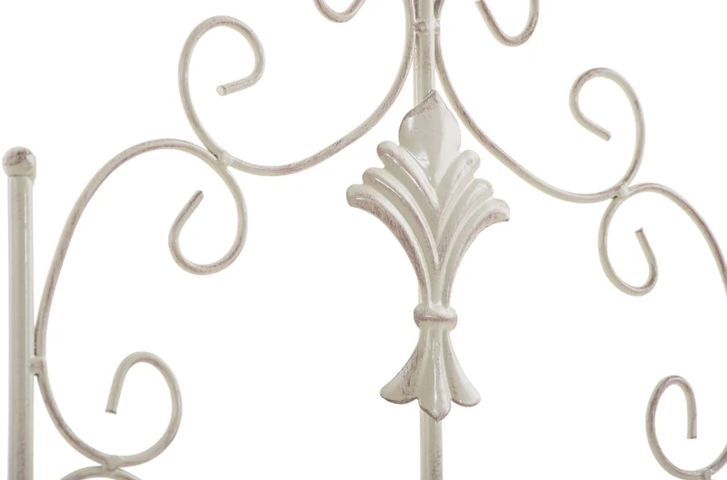 Lot de 2 treillis de jardin support pour plantes grimpantes 122x35 cm en métal crème vieilli 10_0003827