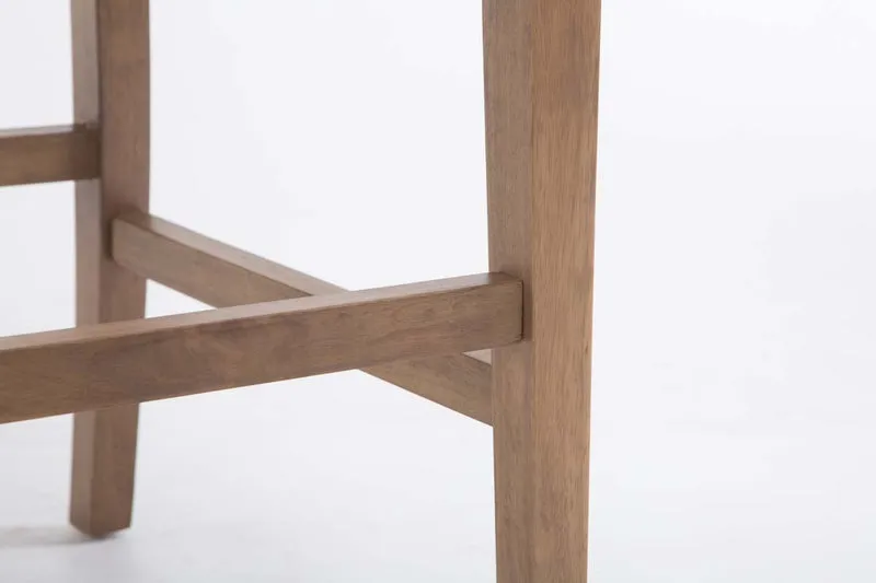 Tabouret de bar x1 dossier haut assise en tissu gris clair capitonné pieds en bois marron clair 10_0006567