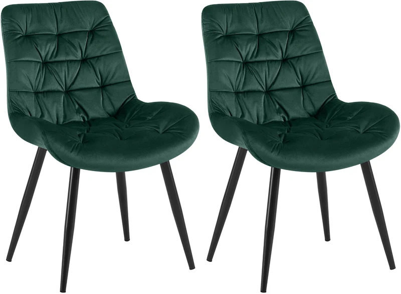 Chaises de salle à manger x2 en velours vert cadre en métal noir confort & élégance intemporelle 10_0007479