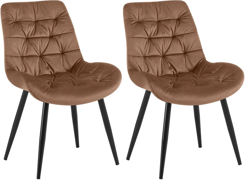 Chaises de salle à manger x2 en velours marron cadre en métal noir confort & élégance intemporelle 10_0007461