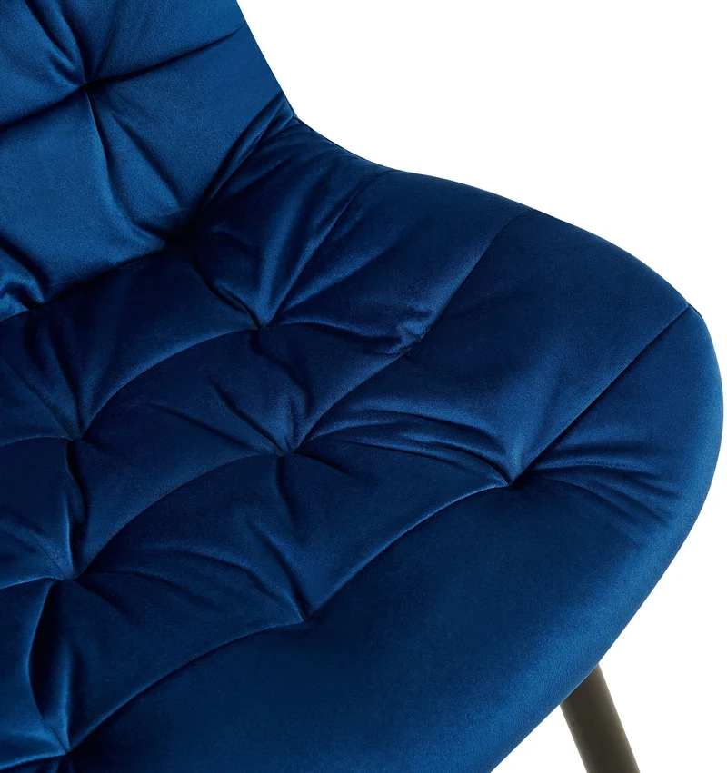 Chaises de salle à manger x2 en velours bleu cadre en métal noir confort & élégance intemporelle 10_0007460