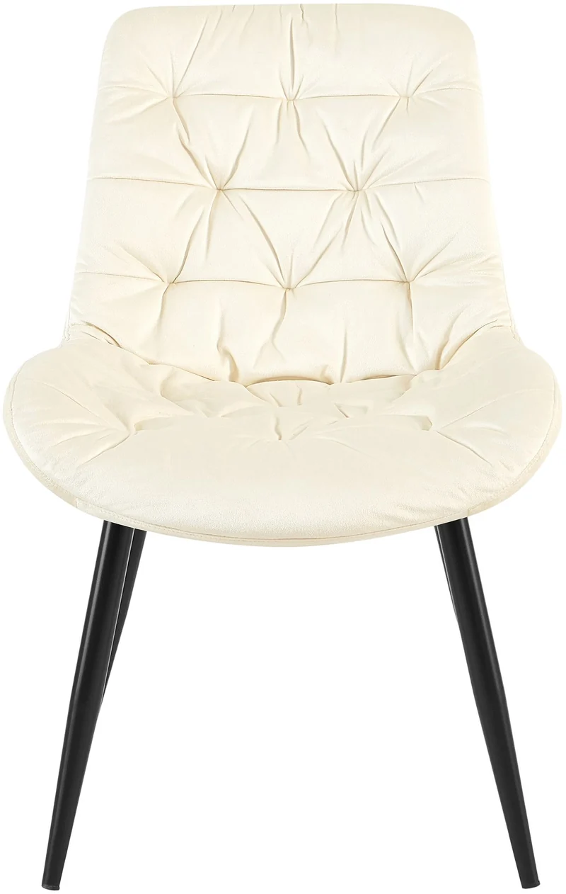 Chaises de salle à manger x2 en velours crème cadre en métal noir confort & élégance intemporelle 10_0007449