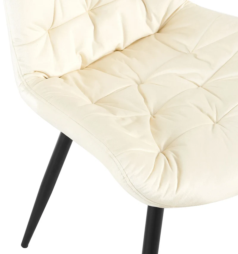 Chaises de salle à manger x2 en velours crème cadre en métal noir confort & élégance intemporelle 10_0007449