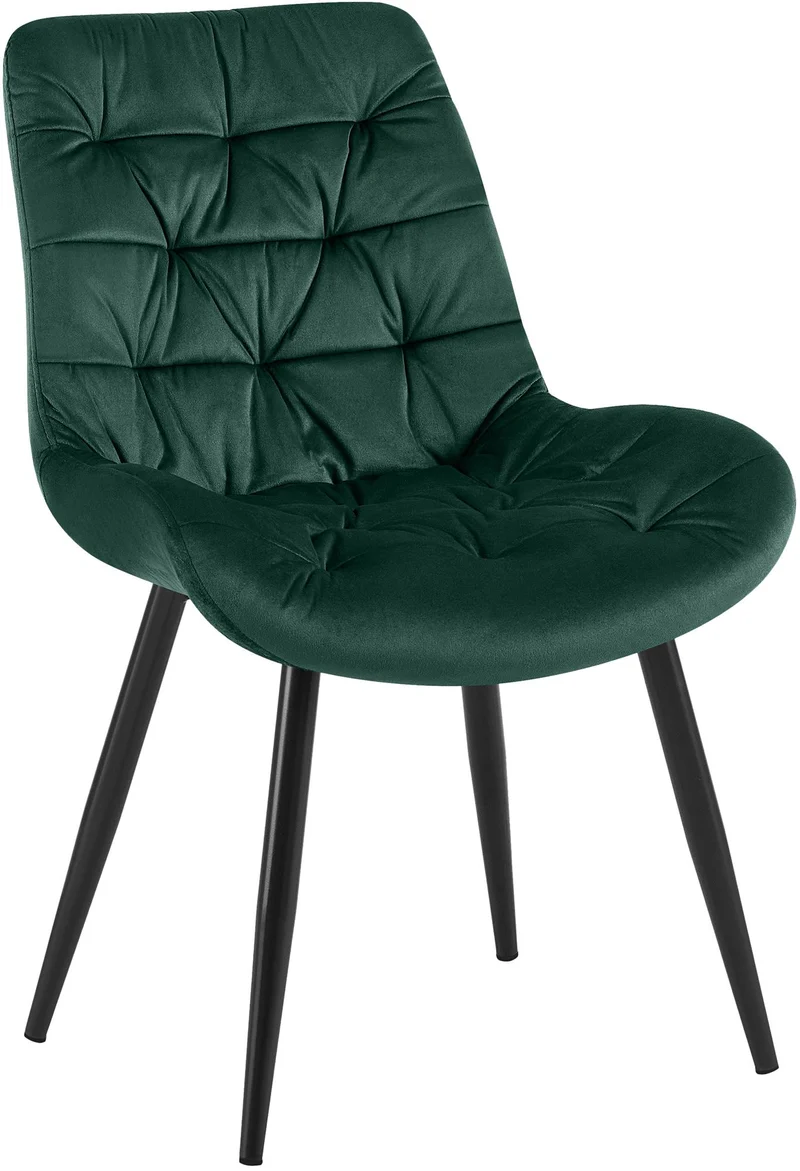 Chaise de salle à manger x1 en velours vert cadre en métal noir confort & élégance intemporelle 10_0007228