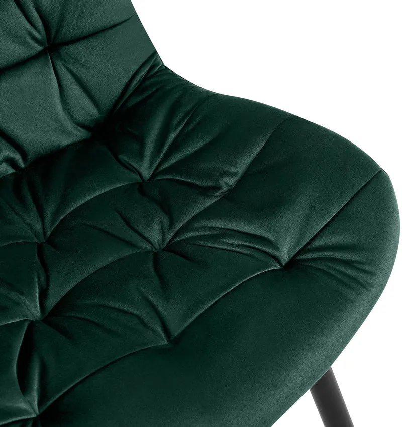 Chaise de salle à manger x1 en velours vert cadre en métal noir confort & élégance intemporelle 10_0007228