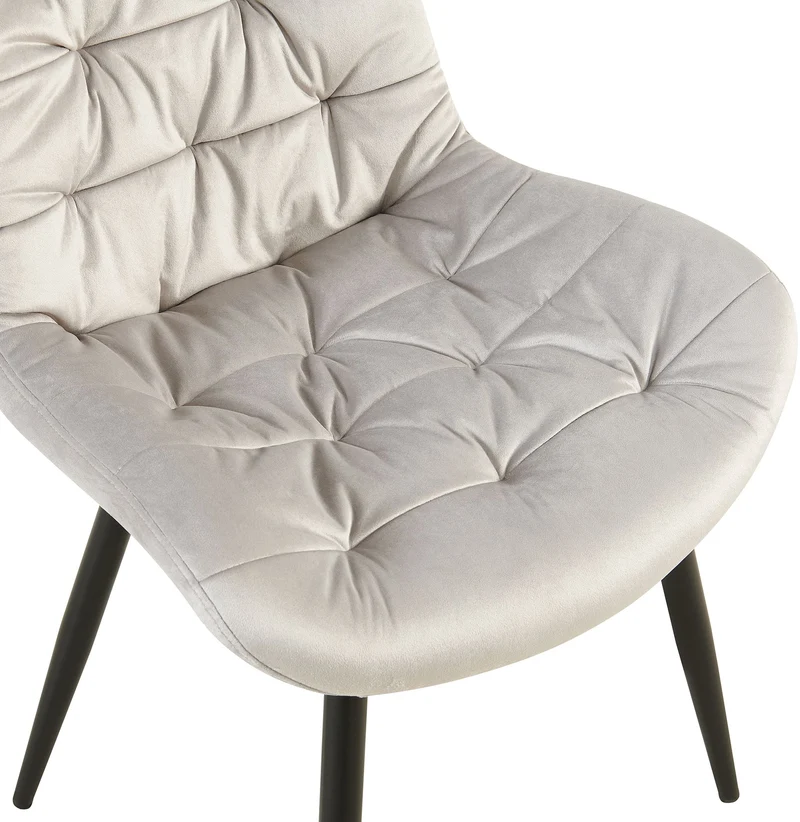 Chaise de salle à manger x1 en velours gris cadre en métal noir confort & élégance intemporelle 10_0007227