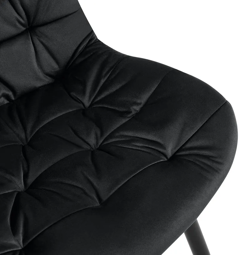 Chaise de salle à manger x1 en velours noir cadre en métal noir confort & élégance intemporelle 10_0007226