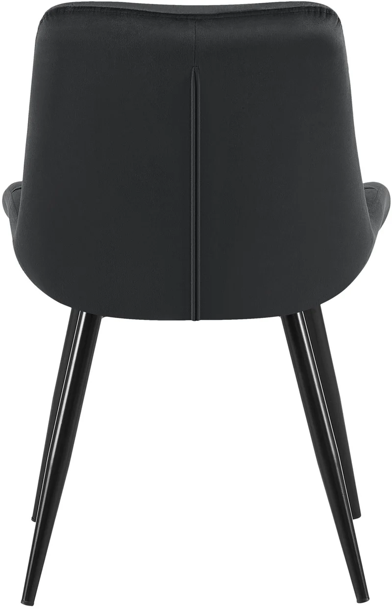 Chaise de salle à manger x1 en velours noir cadre en métal noir confort & élégance intemporelle 10_0007226