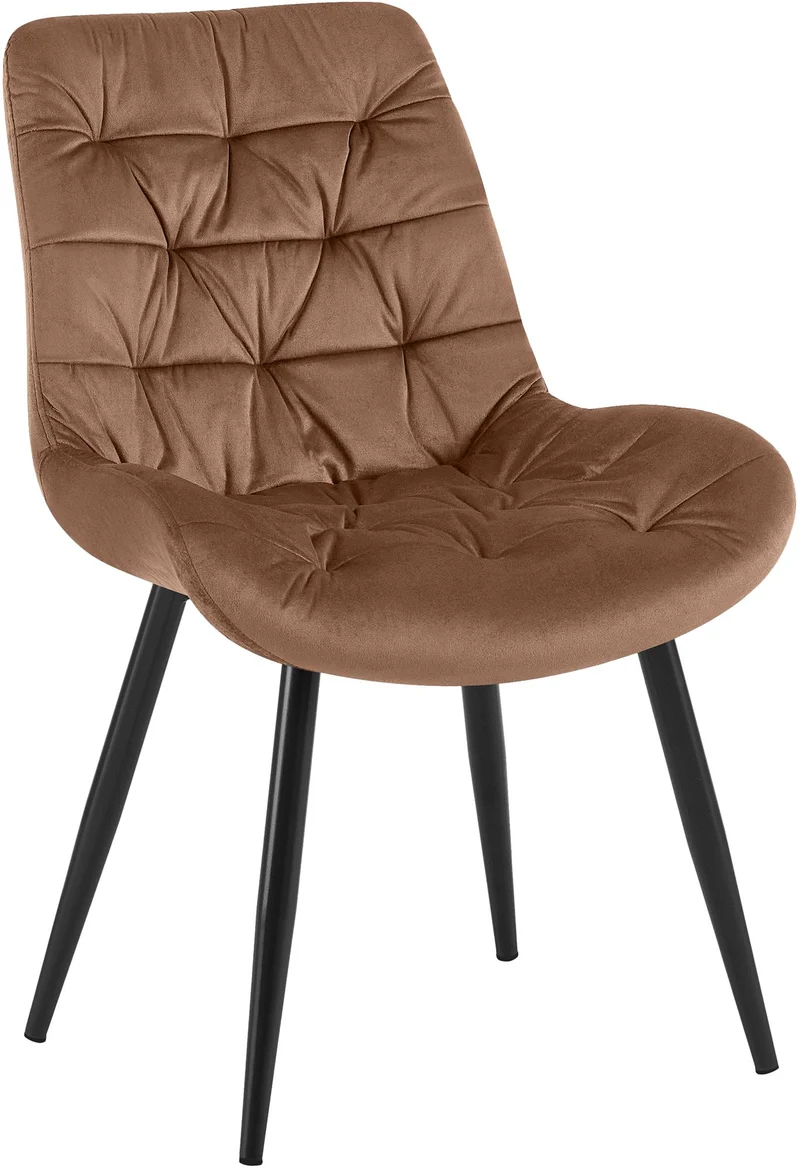 Chaise de salle à manger x1 en velours marron cadre en métal noir confort & élégance intemporelle 10_0007225