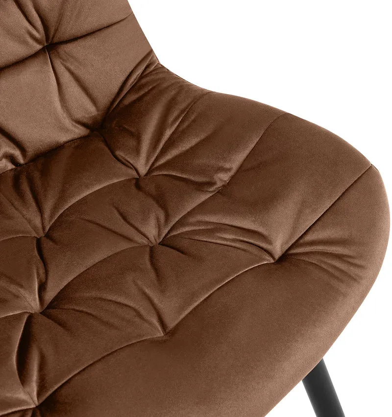 Chaise de salle à manger x1 en velours marron cadre en métal noir confort & élégance intemporelle 10_0007225
