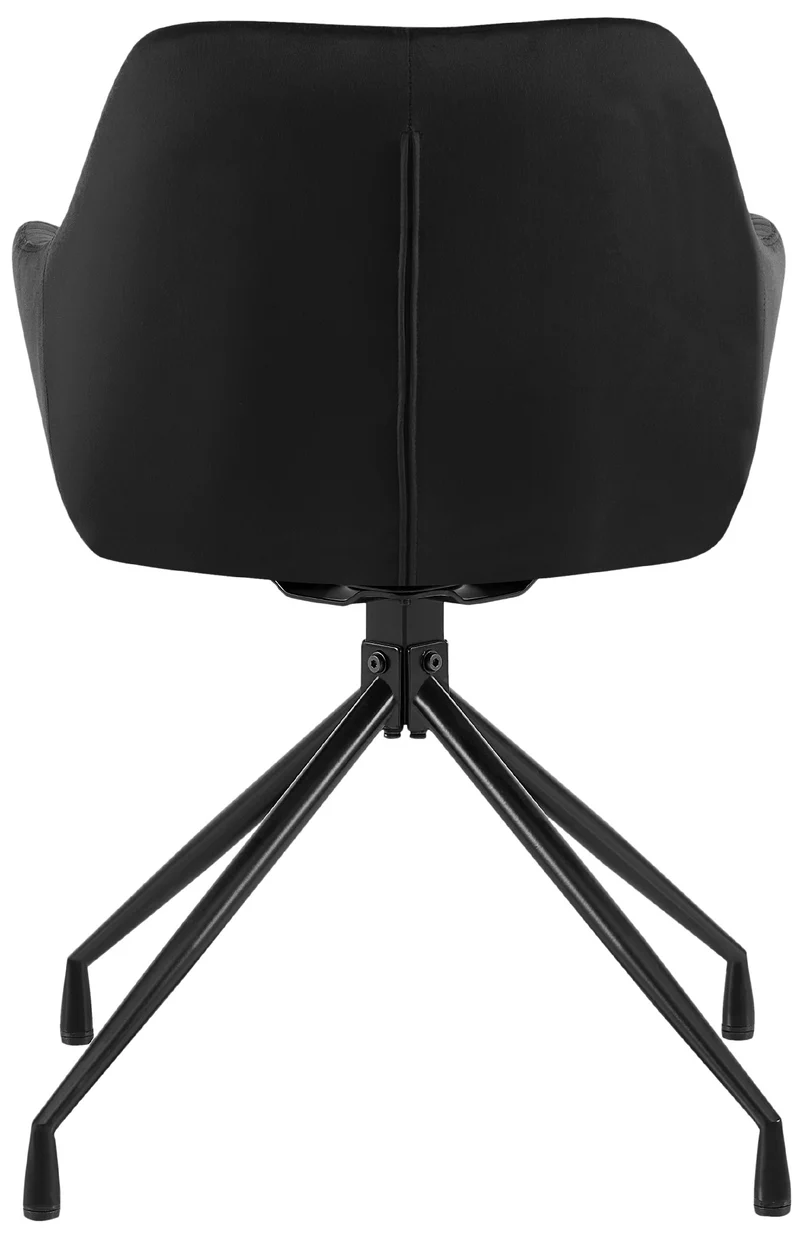 Lot de 2 fauteuils en velours noir à piétement étoile en métal noir – Chaise style contemporain 10_0007636