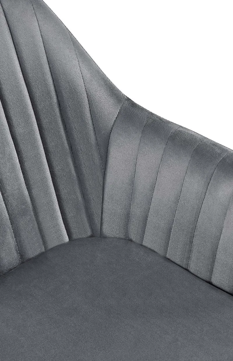 Lot de 2 fauteuils en velours gris foncé à piétement étoile en métal noir – Chaise style contemporain 10_0007572