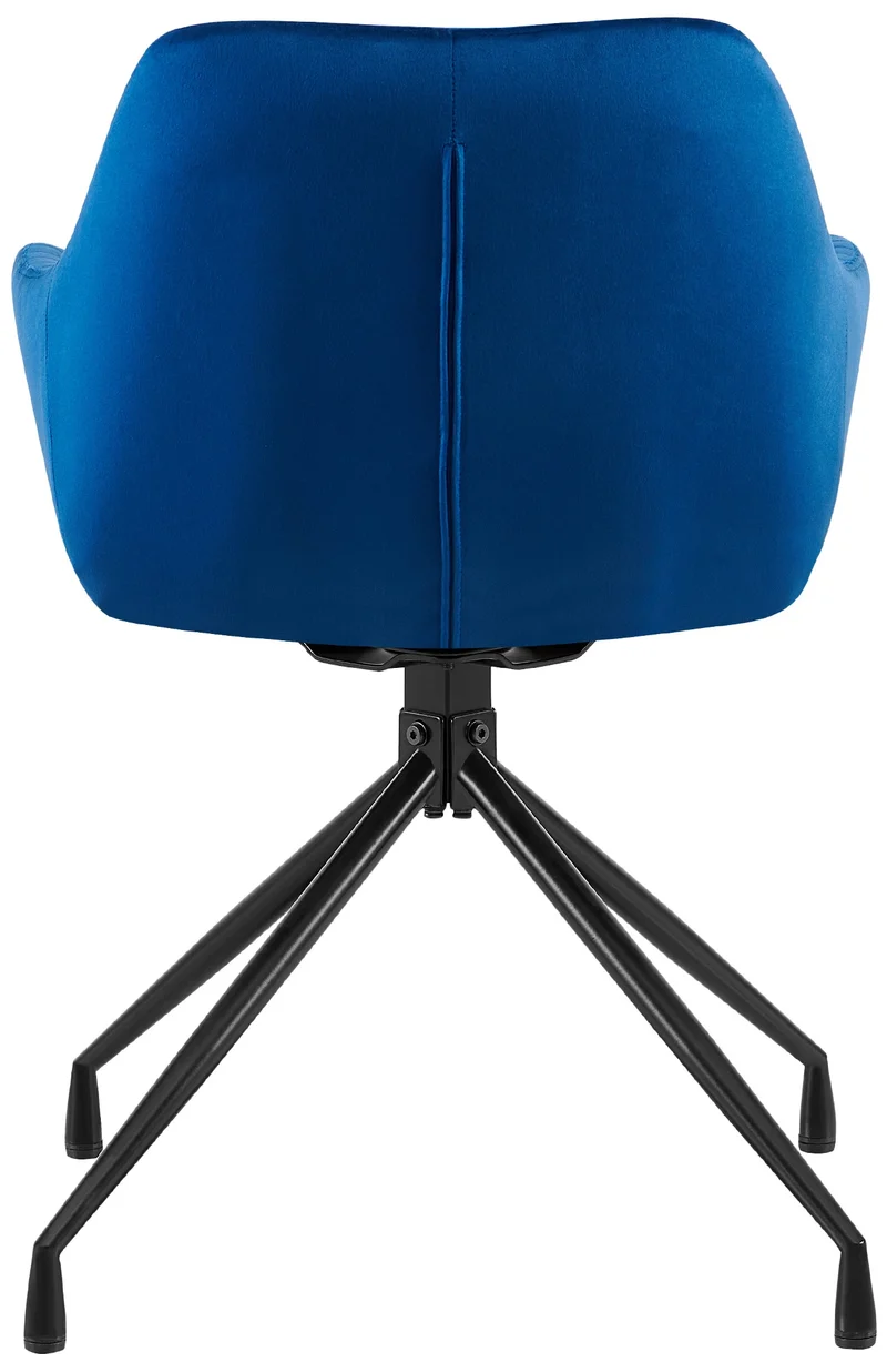 Fauteuil en velours bleu à piétement étoile en métal noir – Chaise confortable style contemporain 10_0007468
