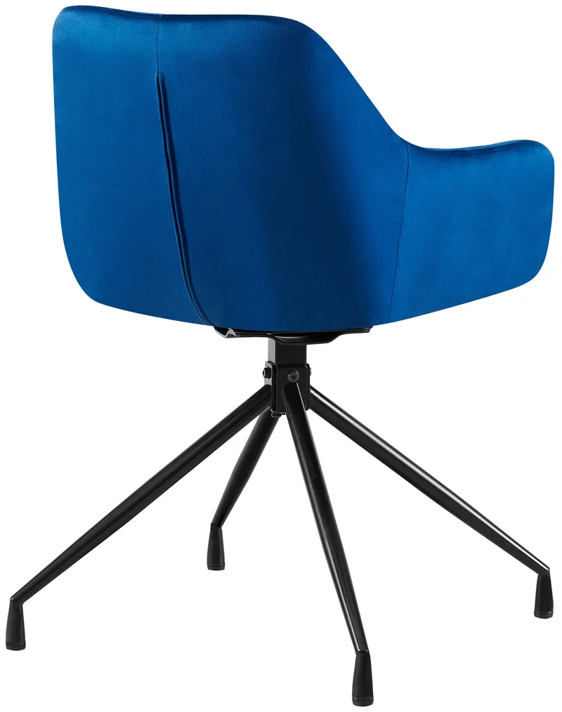 Fauteuil en velours bleu à piétement étoile en métal noir – Chaise confortable style contemporain 10_0007468