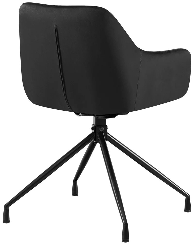 Fauteuil en velours noir à piétement étoile en métal noir – Chaise confortable style contemporain 10_0007401