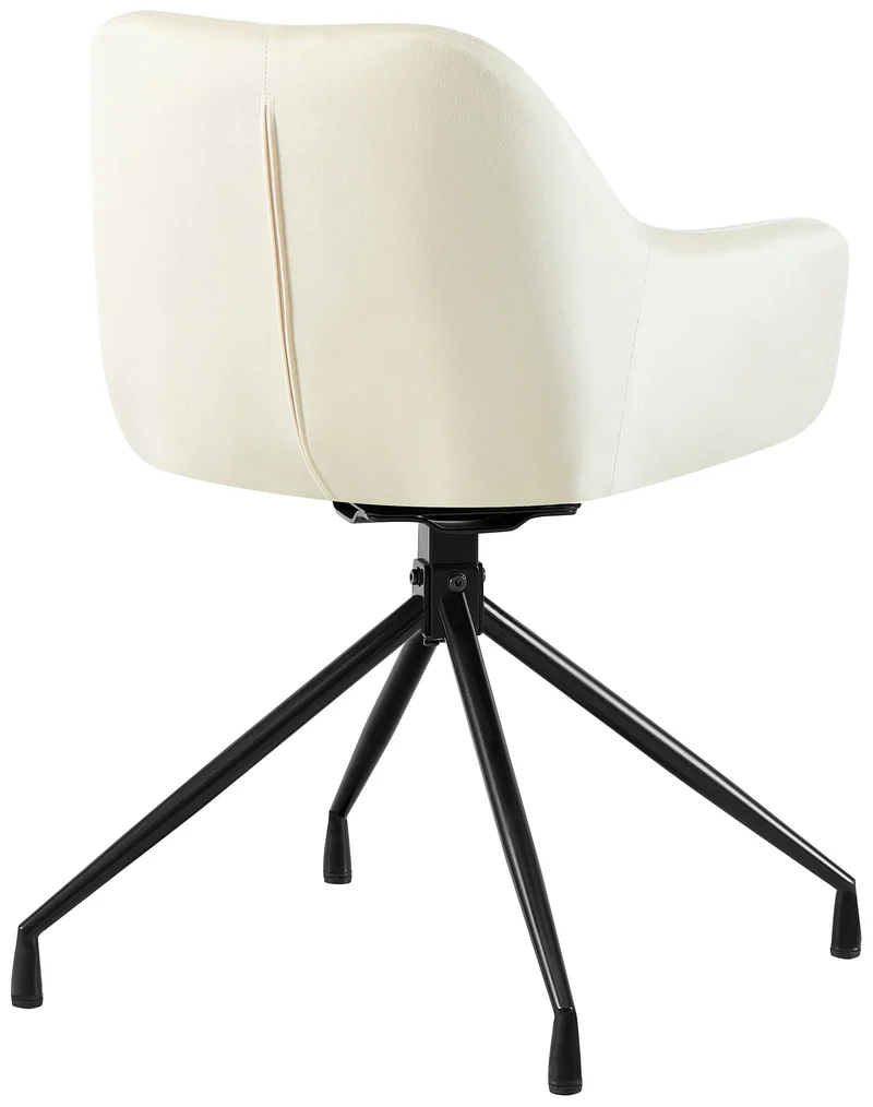 Fauteuil en velours crème à piétement étoile en métal noir – Chaise confortable style contemporain 10_0007239