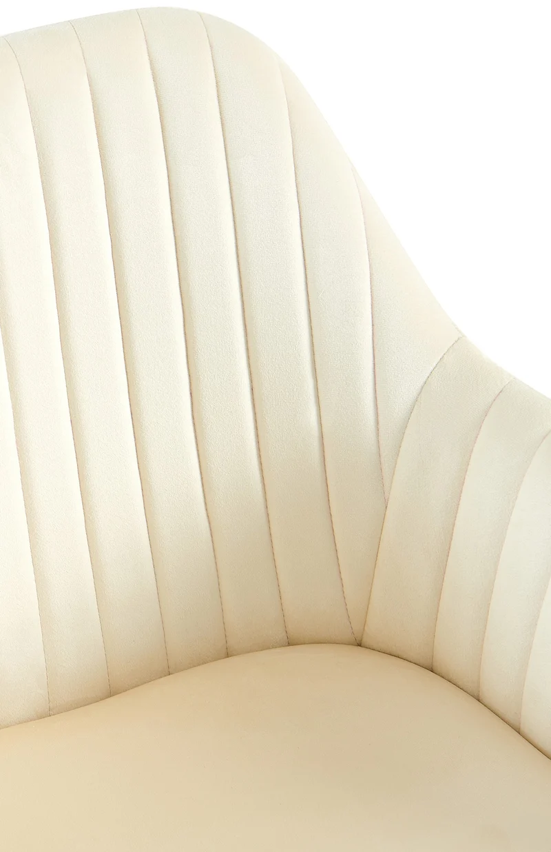 Fauteuil en velours crème à piétement étoile en métal noir – Chaise confortable style contemporain 10_0007239