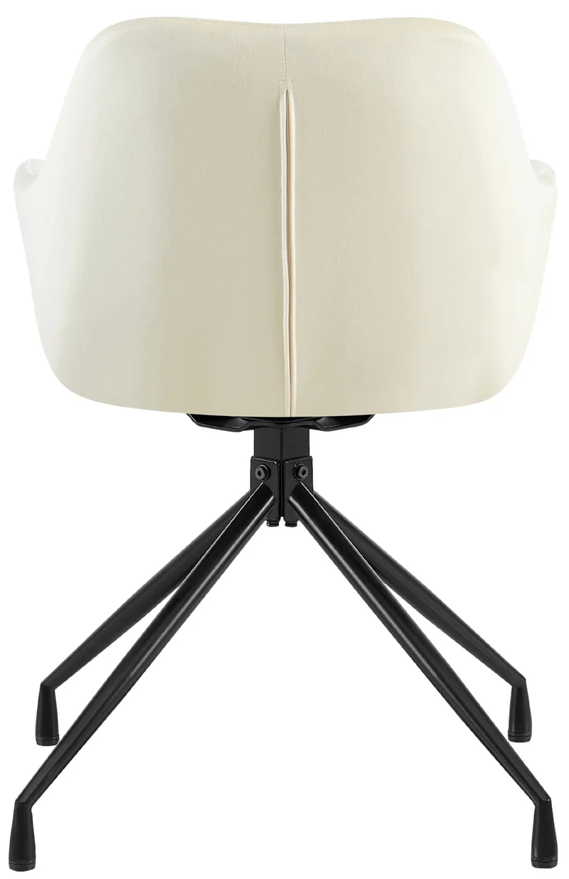 Fauteuil en velours crème à piétement étoile en métal noir – Chaise confortable style contemporain 10_0007239