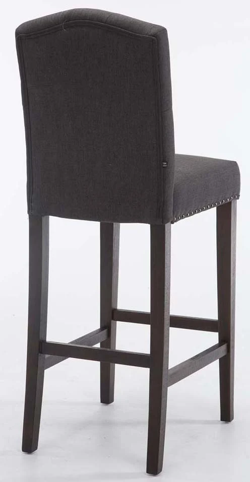 Lot de 2 tabouret de bar capitonné style baroque en tissu gris foncé pieds en bois marron foncé 10_0000548