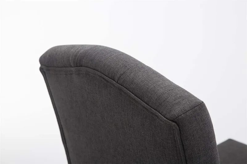 Lot de 2 tabouret de bar capitonné style baroque en tissu gris foncé pieds en bois marron foncé 10_0000548