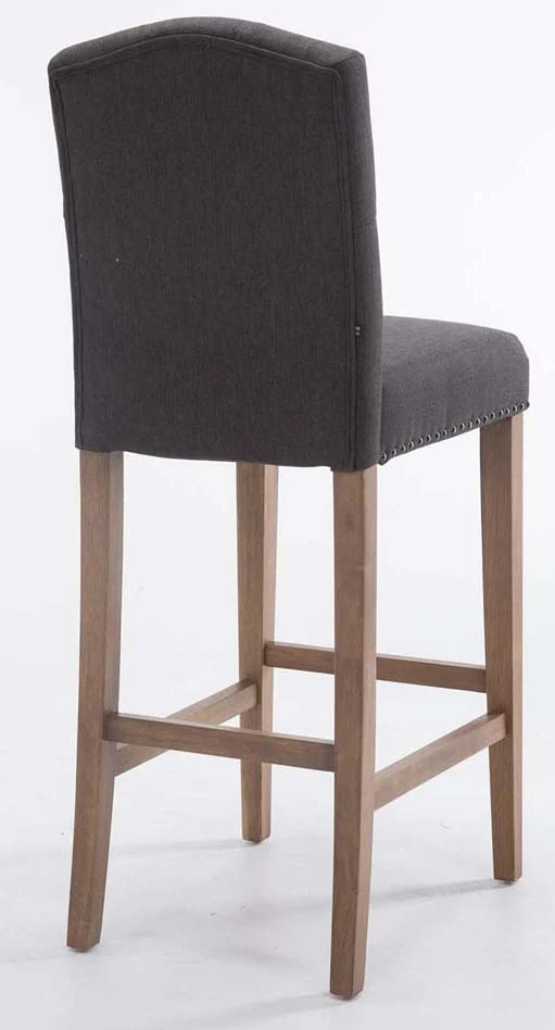 Lot de 2 tabouret de bar capitonné style baroque en tissu gris foncé pieds en bois clair 10_0000726