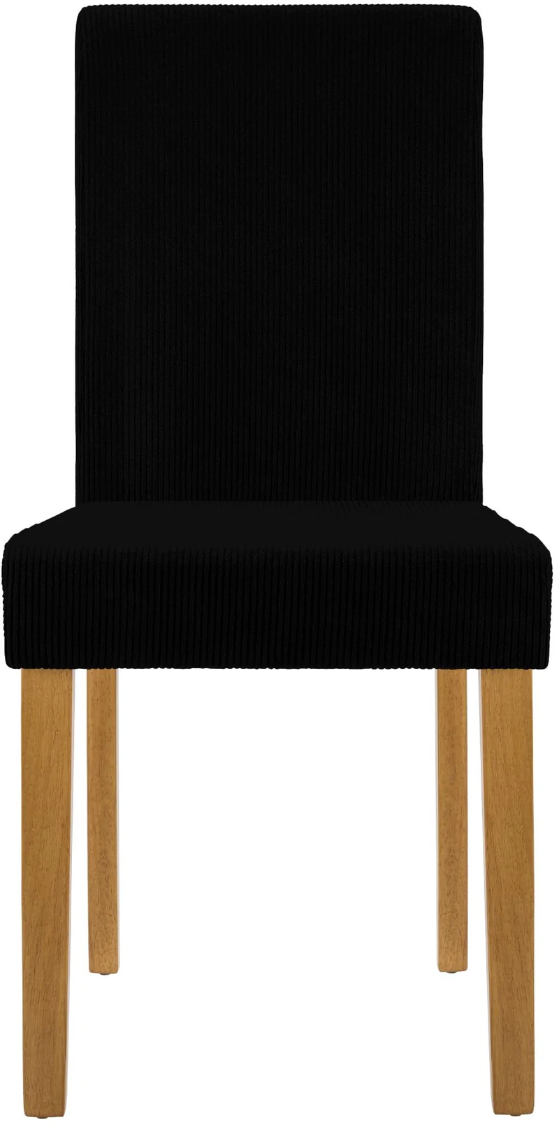 Chaise de salle à manger contemporaine x1 dossier haut en velours côtelé noir et pieds en bois clair 10_0007244