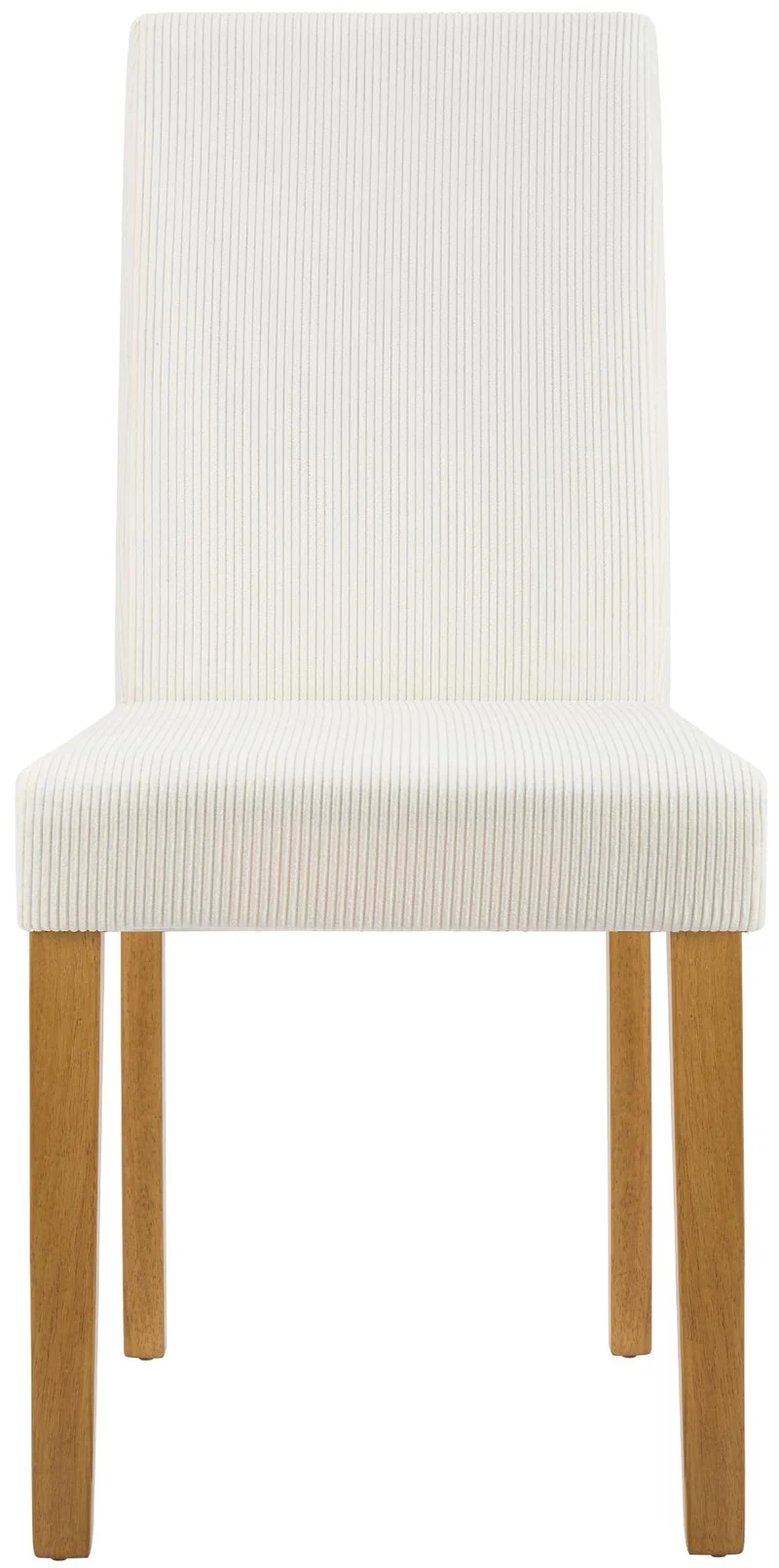 Chaise de salle à manger contemporaine x1 dossier haut en velours côtelé crème et pieds en bois clair 10_0007241