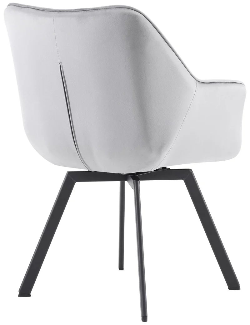 Chaise de salle à manger x1 assise pivotante confortable en velours gris foncé et métal noir 10_0007678