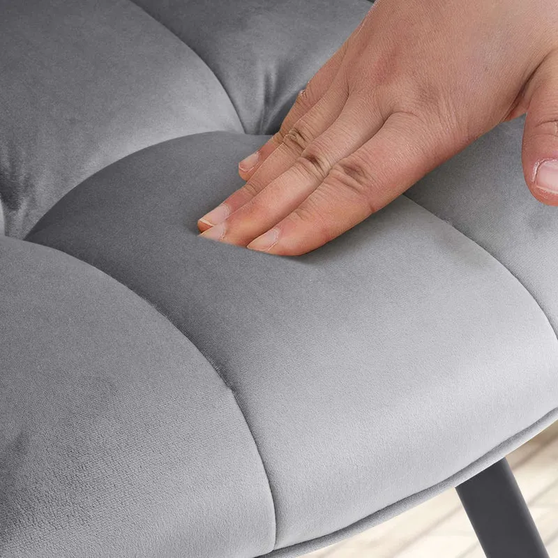 Chaise de salle à manger x1 assise pivotante confortable en velours gris foncé et métal noir 10_0007678