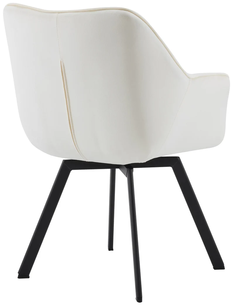 Chaise de salle à manger x1 assise pivotante confortable en velours crème et métal noir 10_0007474
