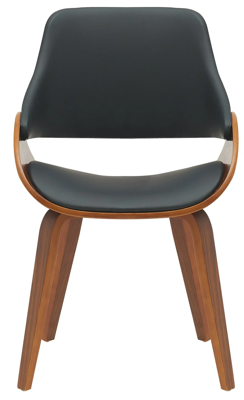 Chaises de salle à manger x2 design scandinave en bois courbé couleur noyer et PVC noir 10_0007513