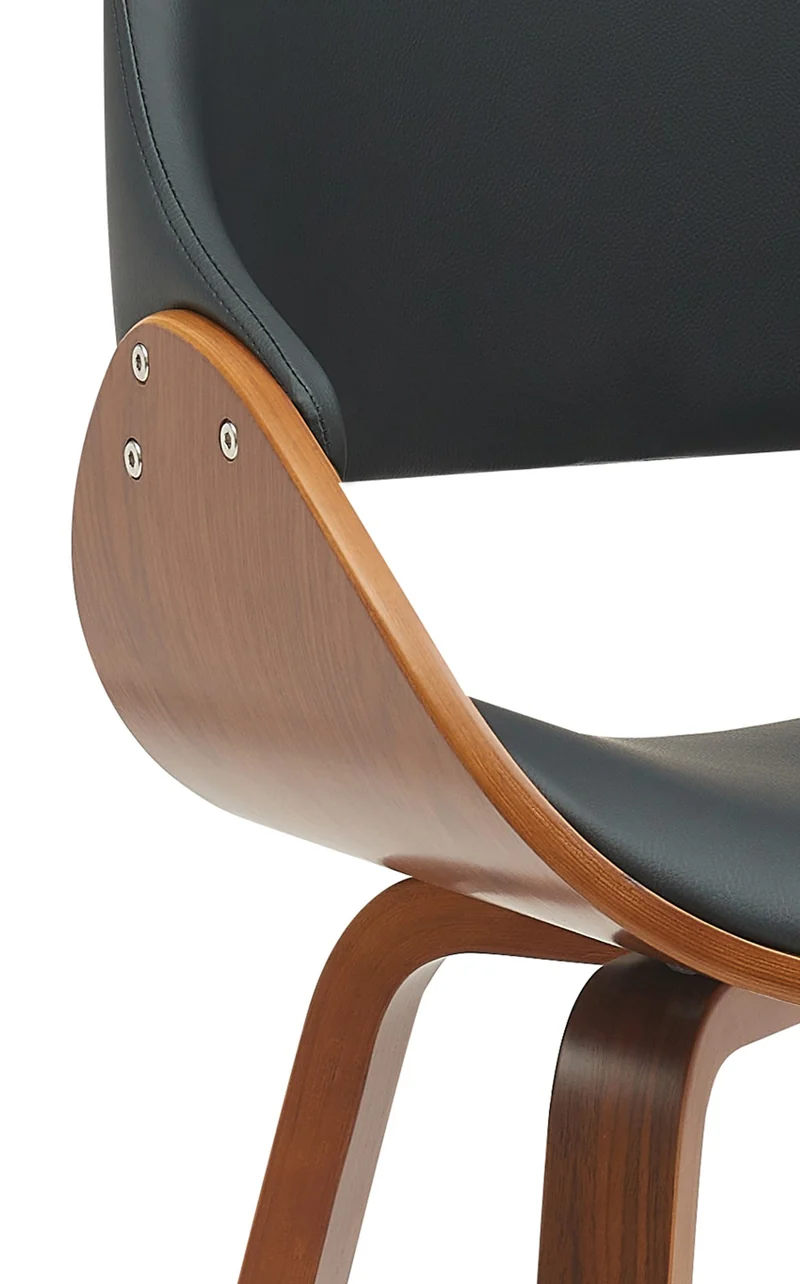 Chaises de salle à manger x2 design scandinave en bois courbé couleur noyer et PVC noir 10_0007513