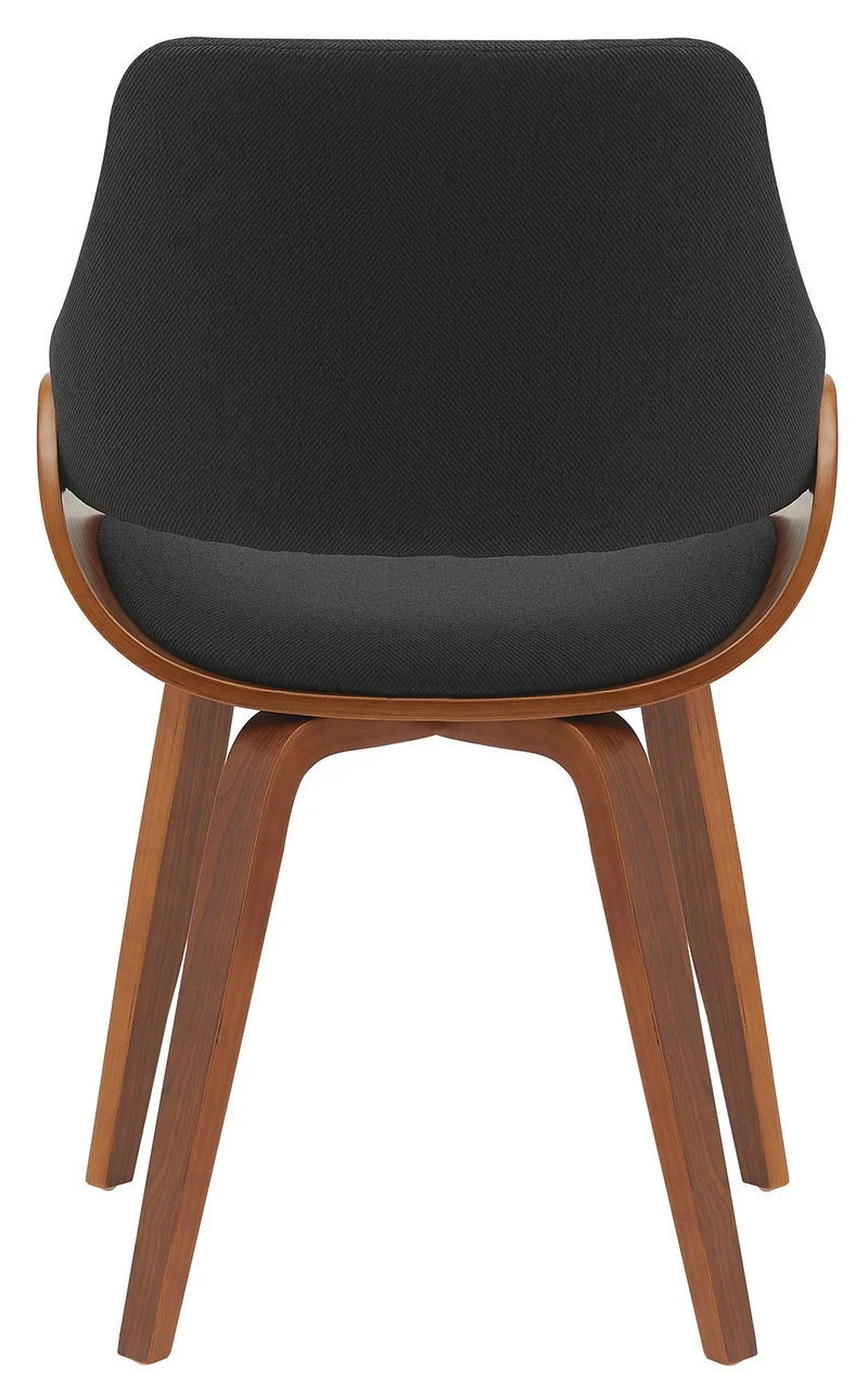 Chaise de salle à manger x1 design scandinave en bois courbé couleur noyer et tissu noir 10_0007437