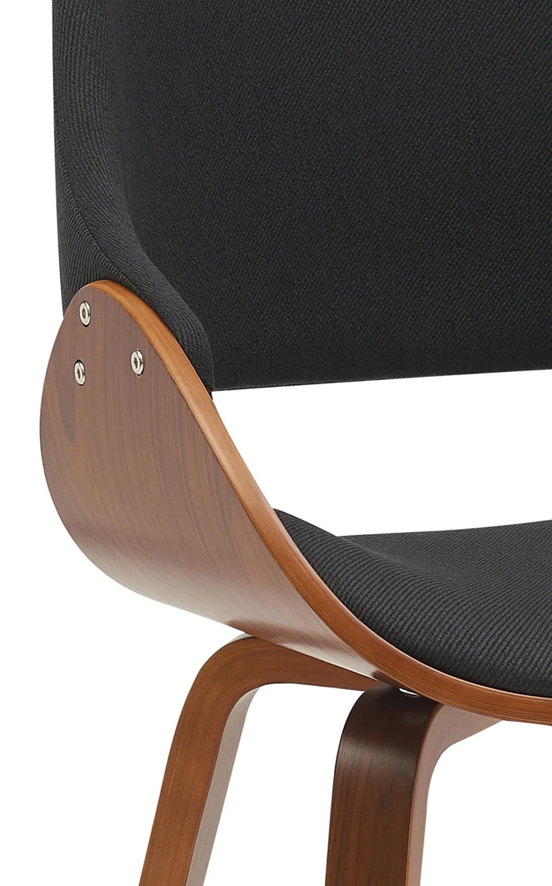 Chaise de salle à manger x1 design scandinave en bois courbé couleur noyer et tissu noir 10_0007437