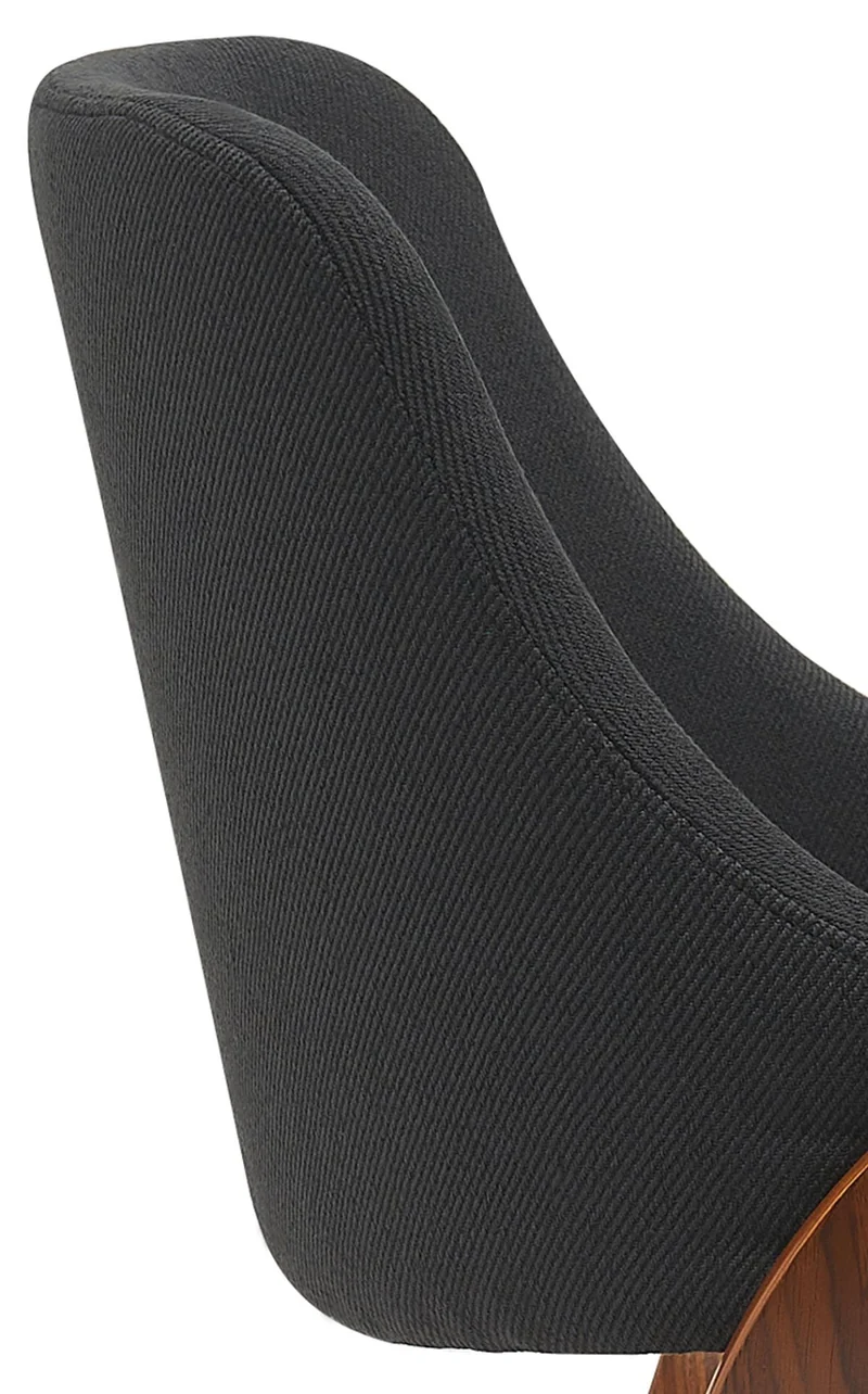 Chaise de salle à manger x1 design scandinave en bois courbé couleur noyer et tissu noir 10_0007437