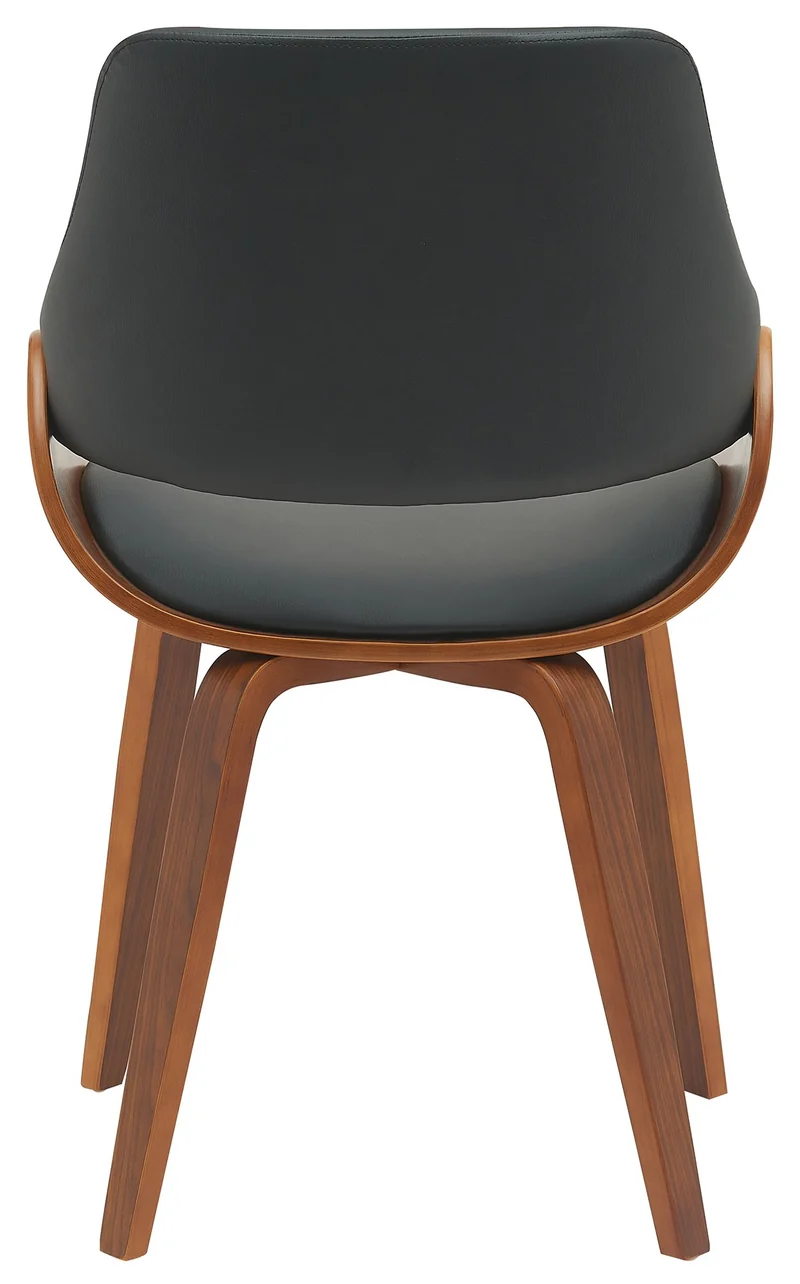Chaise de salle à manger x1 design scandinave en bois courbé couleur noyer et PVC noir 10_0007264