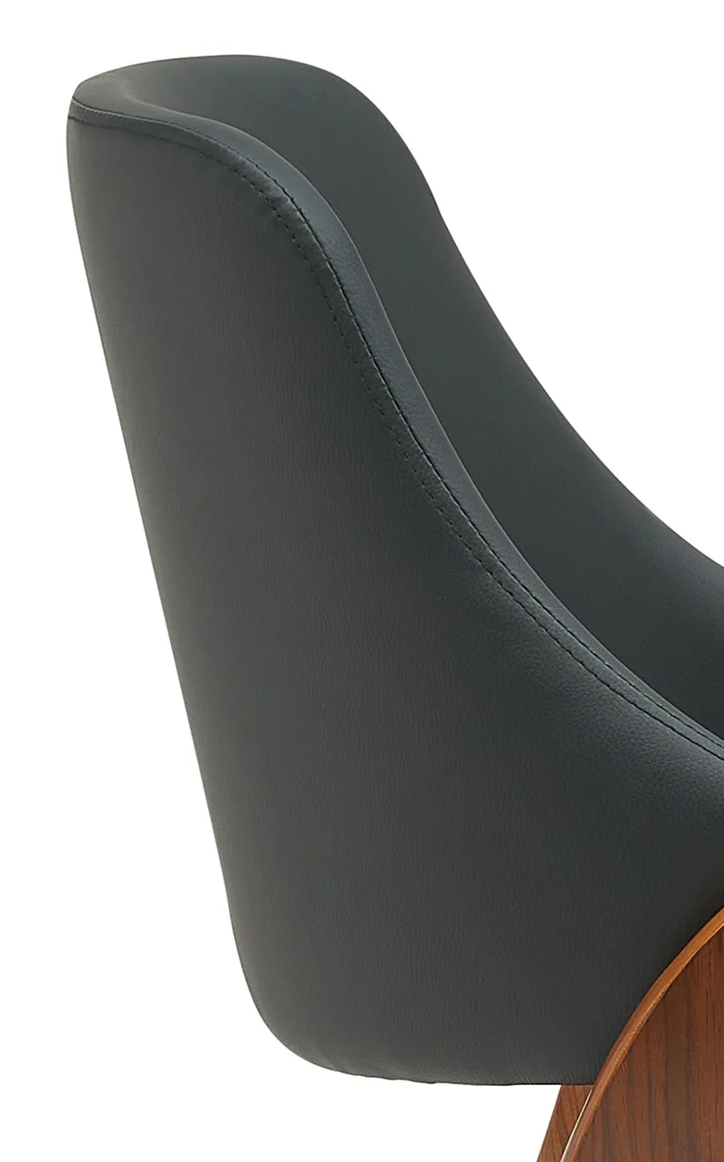 Chaise de salle à manger x1 design scandinave en bois courbé couleur noyer et PVC noir 10_0007264