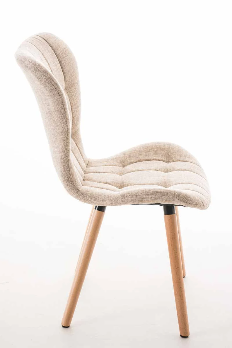 Chaise de salle à manger x1 dossier haut coutures décoratives assise en tissu crème 10_0007265