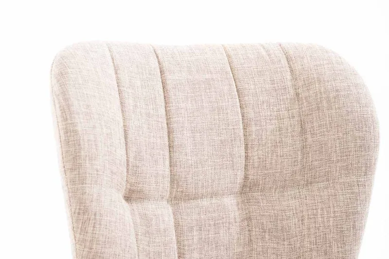 Chaise de salle à manger x1 dossier haut coutures décoratives assise en tissu crème 10_0007265