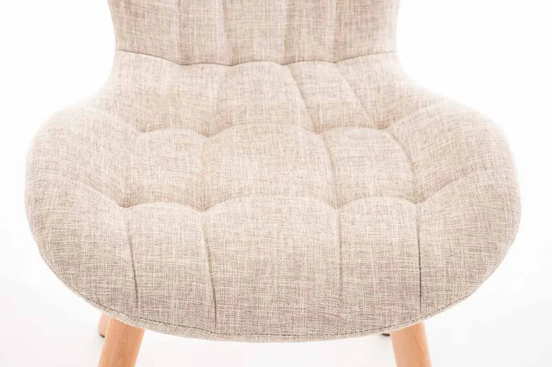 Chaise de salle à manger x1 dossier haut coutures décoratives assise en tissu crème 10_0007265