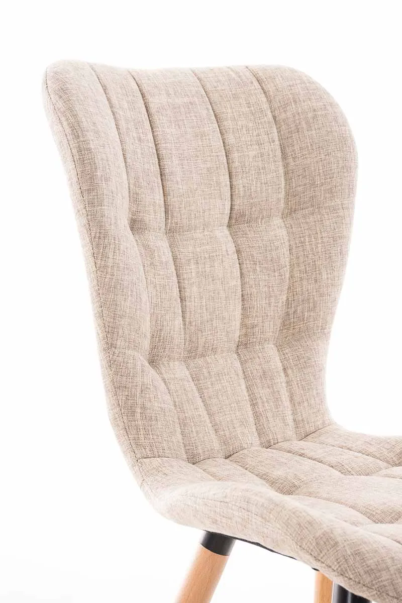 Chaise de salle à manger x1 dossier haut coutures décoratives assise en tissu crème 10_0007265
