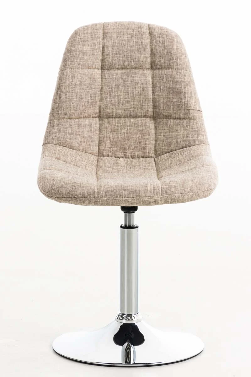 Chaise design pivotante x1 moderne coutures décoratives carrées en tissu crème et métal chromé 10_0007269